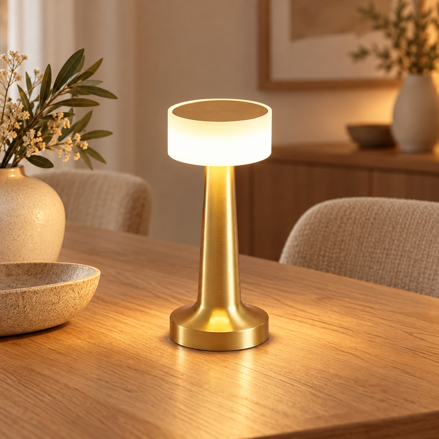 Rechargeable LED Table Lamp with 3 Brightness Levels – 21 cm in a modern home setting