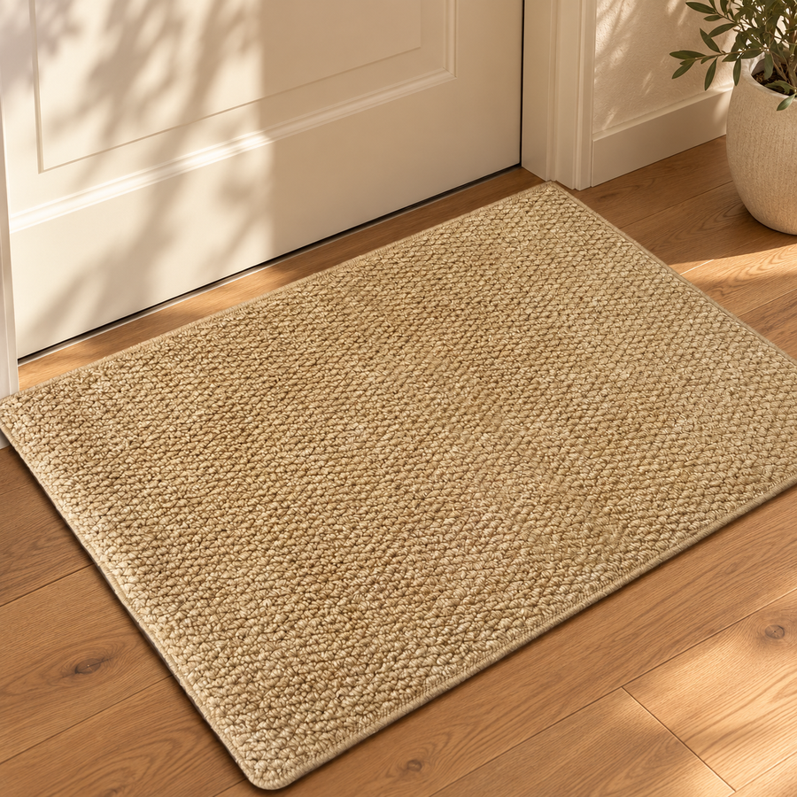 Woven Indoor Doormat, Natural Beige – 3 Sizes in a modern home setting