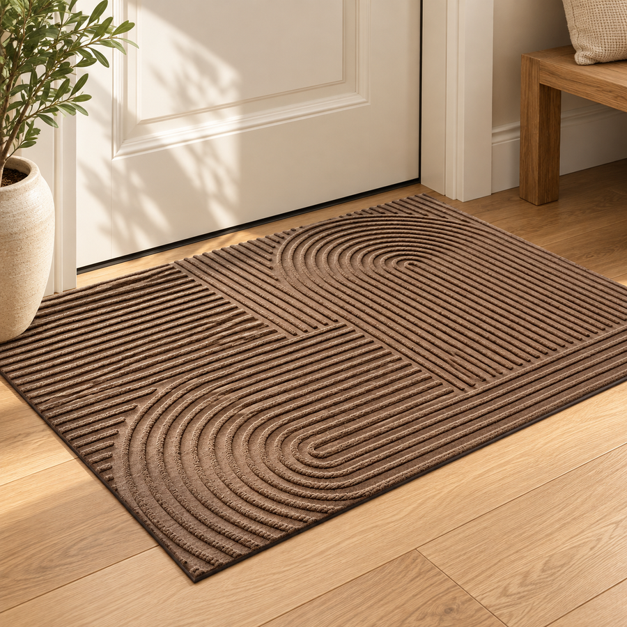 Absorbent Non-Slip Door Mat – Brown, Grey or Black in a warm modern interior