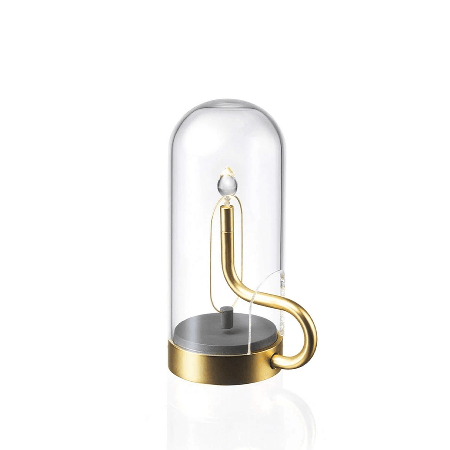 Rechargeable Candlestick LED Table Lamp with Glass Dome – 23.5 cm